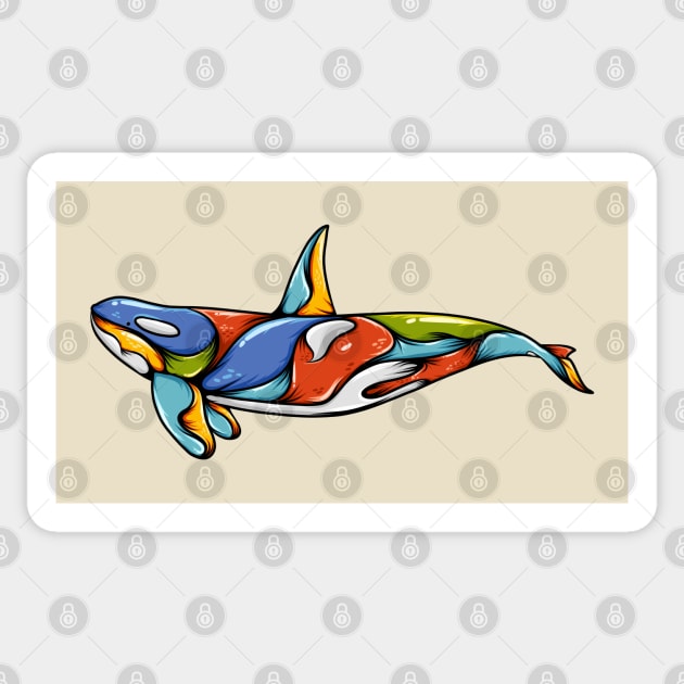 Orca whale colorful Sticker by Mako Design 